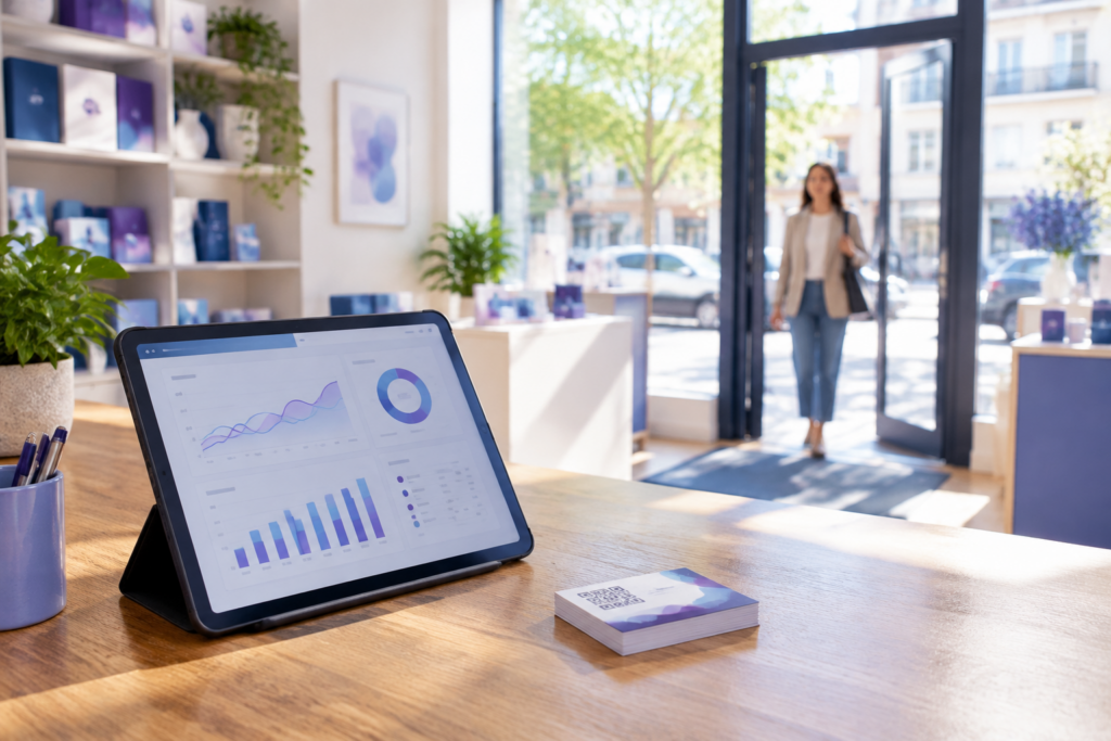 Dueño de comercio aplicando SEO para tiendas físicas en su web para atraer más clientes al local